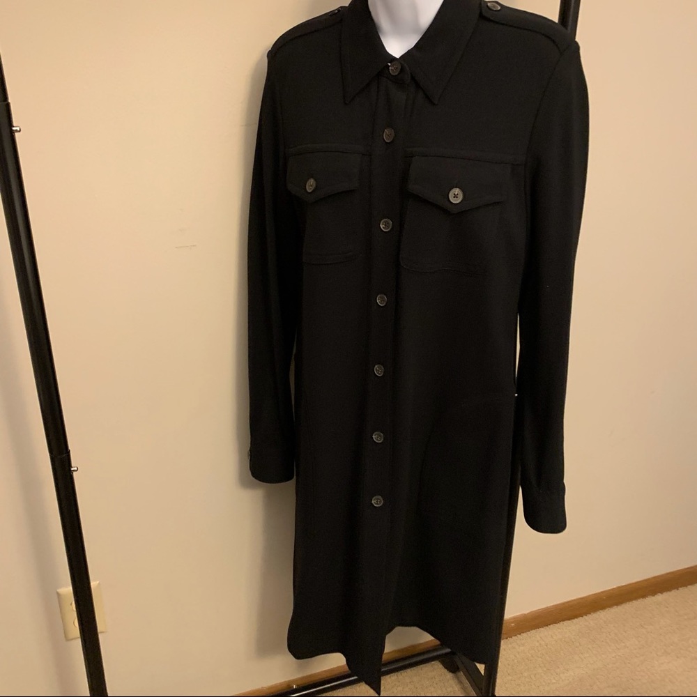 DKNY Black Button Front Dress